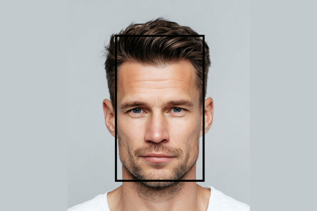 Corte de cabelo para rosto retangular masculino