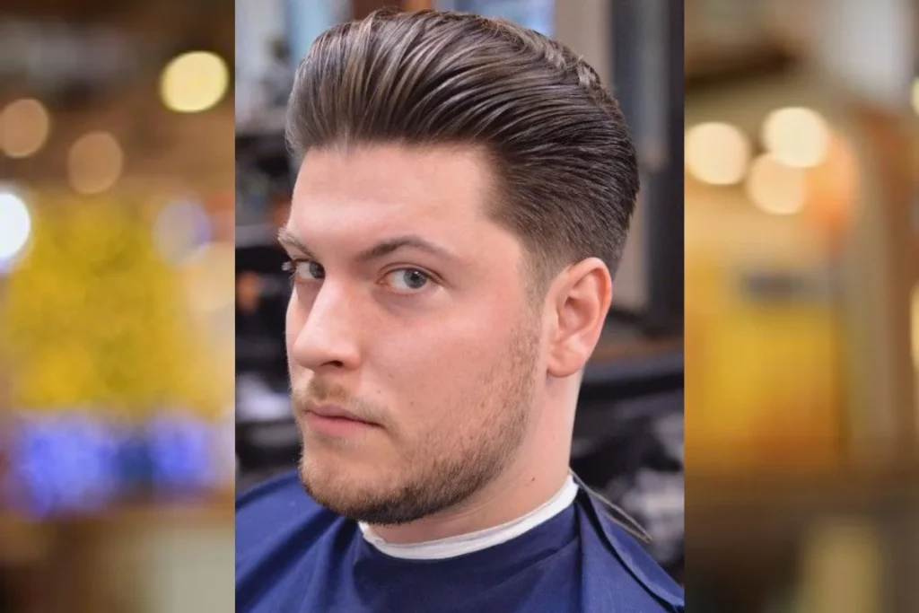 corte masculino pompadour em fios lisos