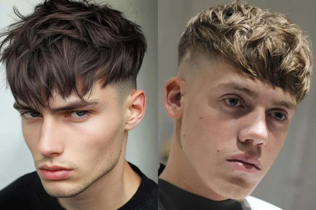 Corte com franja masculino