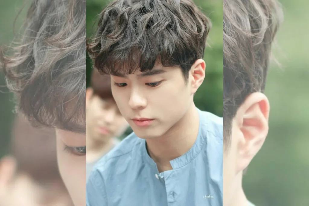 corte de cabelo masculino coreano em Fios ondulados