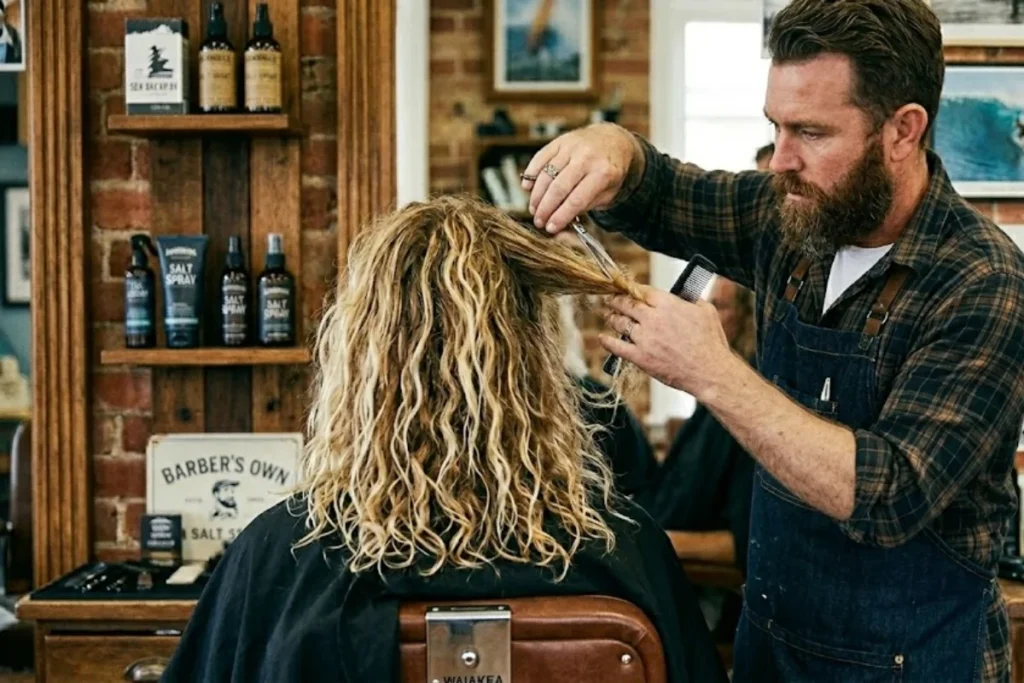 homem cortando o cabelo na barbearia