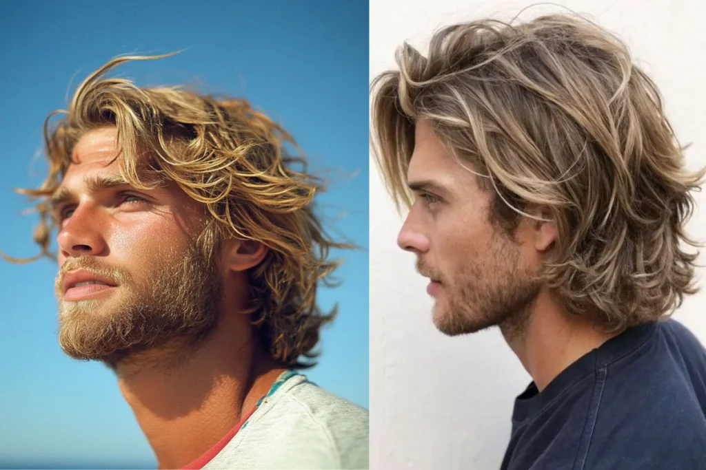 Corte surfista em fios lisos