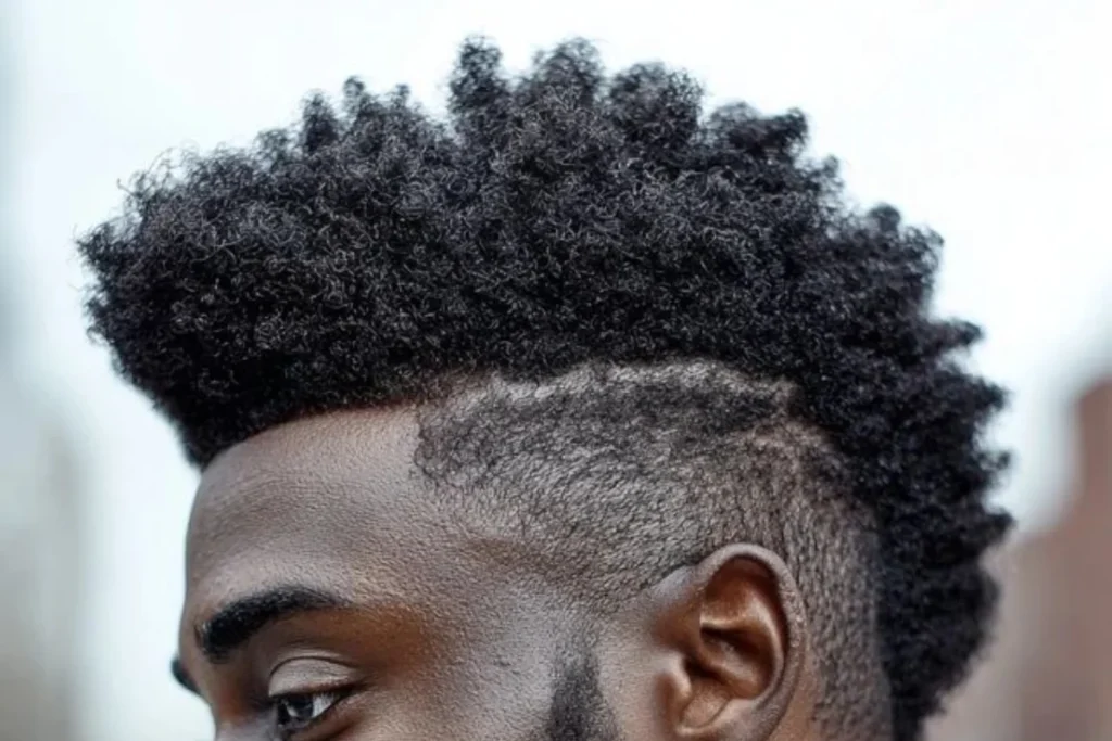 homem com corte de cabelo moicano