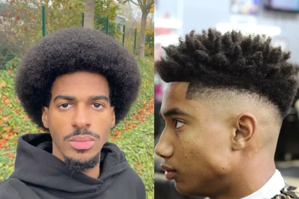 Dois homens com cabelo crespo