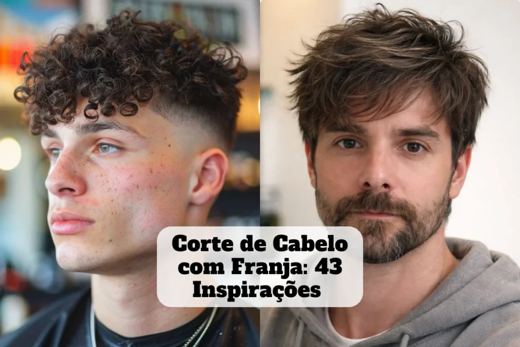 Homens com corte de cabelo com franja
